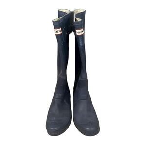 Hunter Navy Blue Rubber Classic Tall Winter Snow Rain Boots Women Sz 6